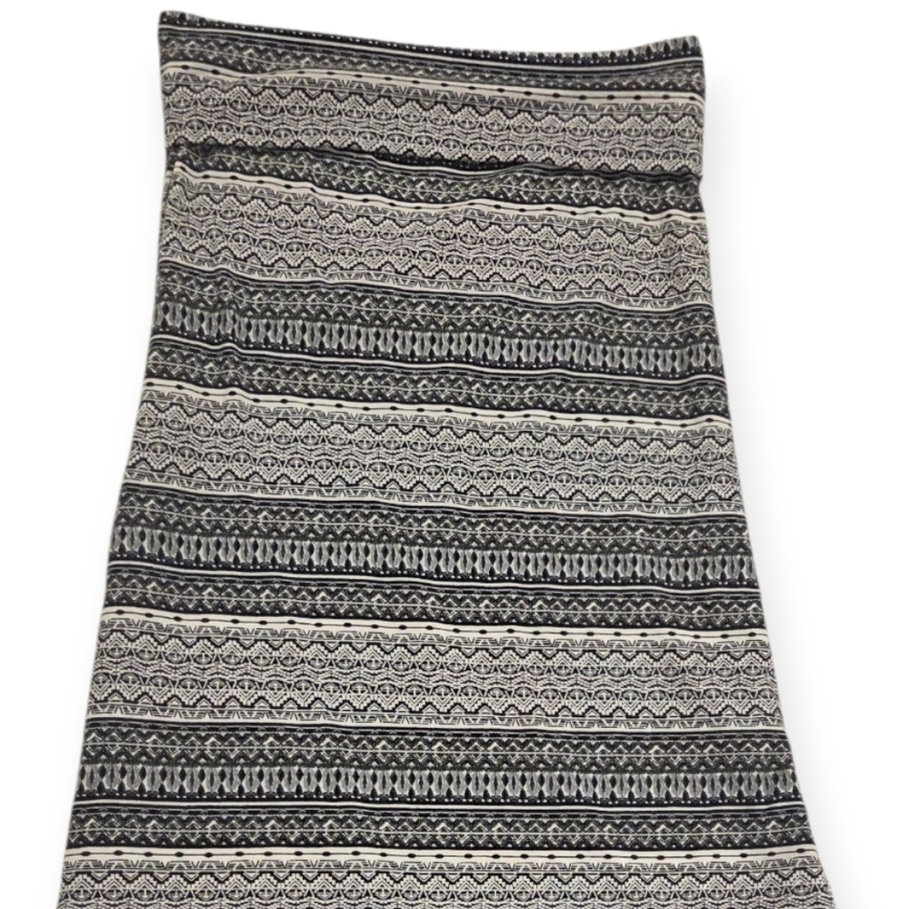 Lily Rose A Line Long Maxi Skirt Black/White Striped Stretch Foldover Waist - Picture 2 of 2